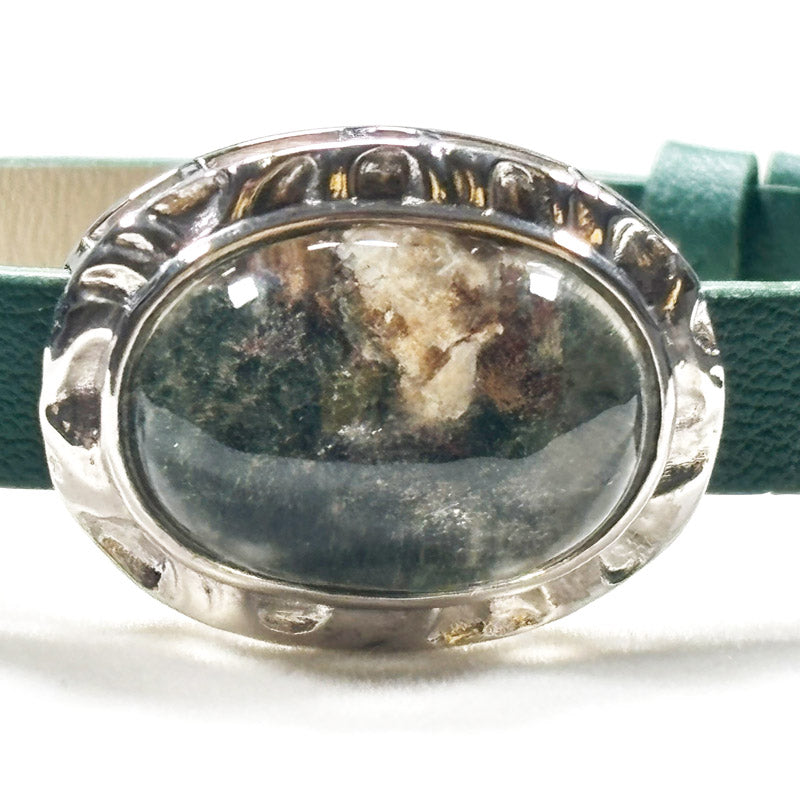 Green Phantom with Yellow Phantom Quartz Leather Bracelet