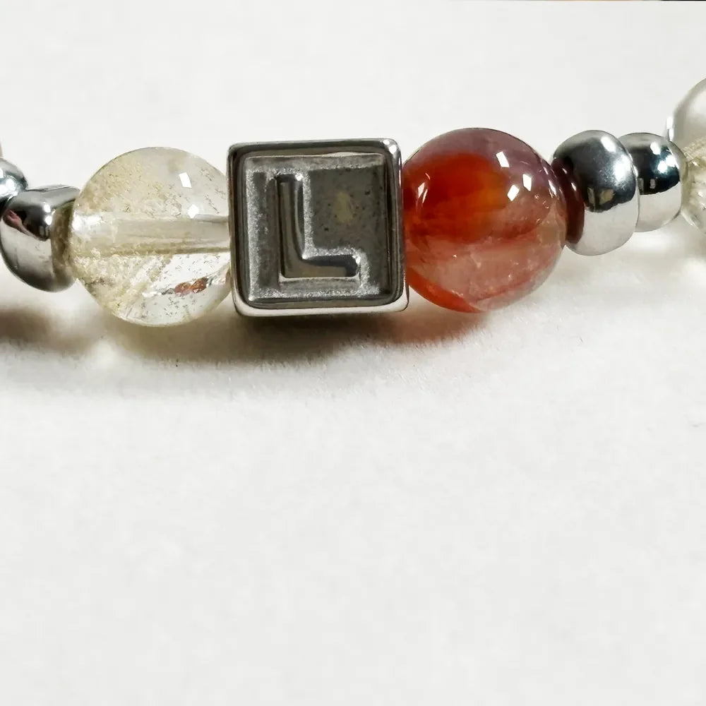 Letter L | Red Auralite  & Yellow Phantom Pyramid Bracelet