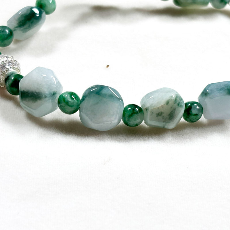 Flower Green Jadeite Jade Bracelet