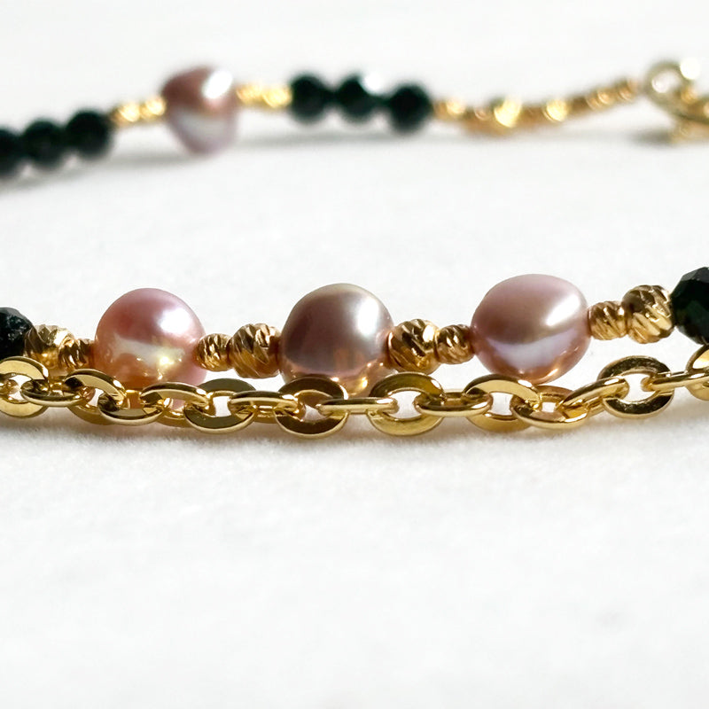 Epidote w/ Freshwater Pearl Anklet