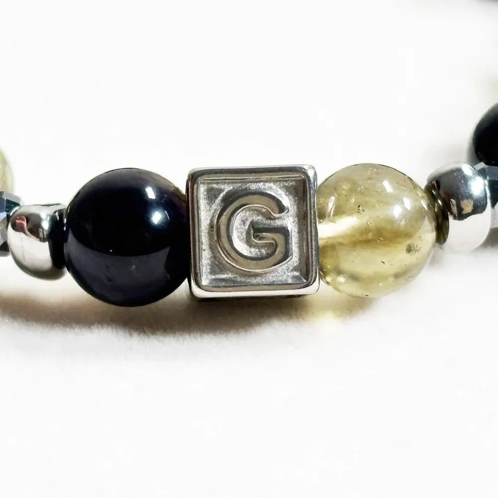 Letter G | Libyan Desert Glass & Iolite Bracelet