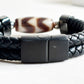 Tiger Tooth Wave Dzi Bead w/ Leather Bangle