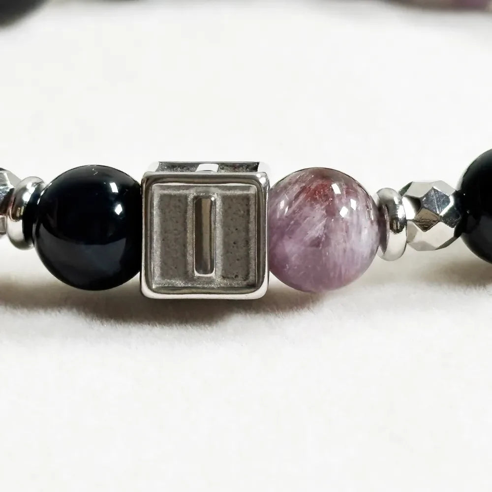 Letter I | Eye Auralite & Blue Tiger Eye Bracelet