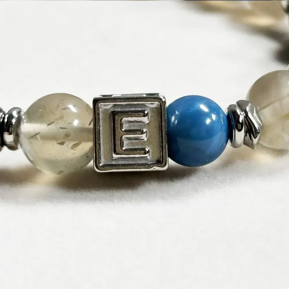 Letter E | Moonstone Mica & Blue Opal Bracelet