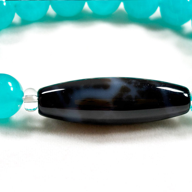 Auspicious Dragon Dzi Bead w/ Amazonite Bracelet