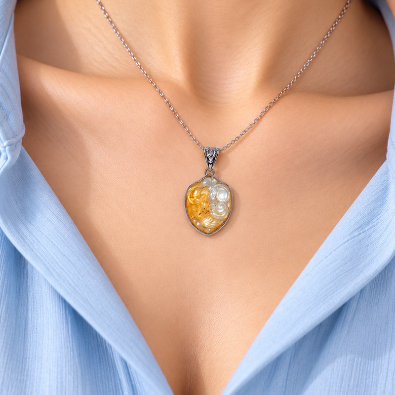 Citrine Peanut & Gold Ingot Pendant