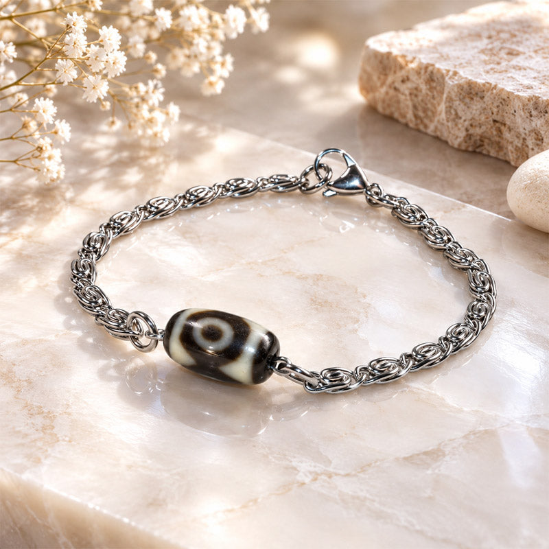 Lotus Three Eye Dzi Bead Bracelet