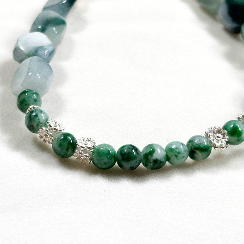 Flower Green Jadeite Jade Bracelet