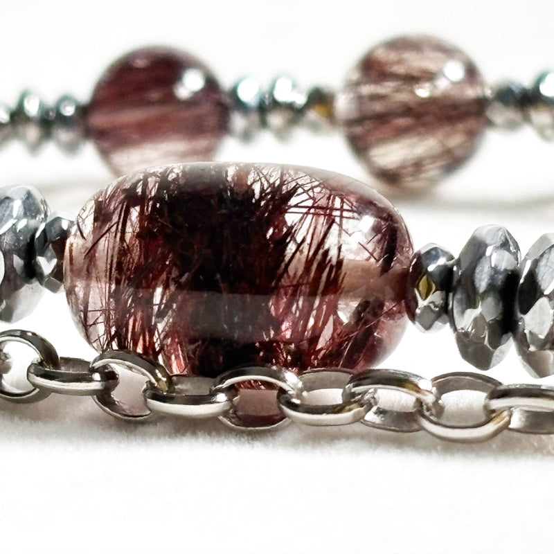 Red Copper Rutilated Quartz Charm w/ Red Copper Rutilated Quartz Bracelet