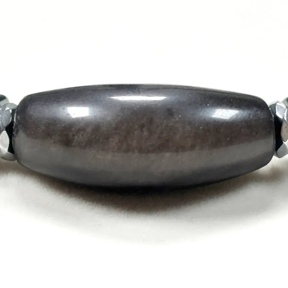 Silver Obsidian Charm w/ Blue Tiger Eye Bracelet