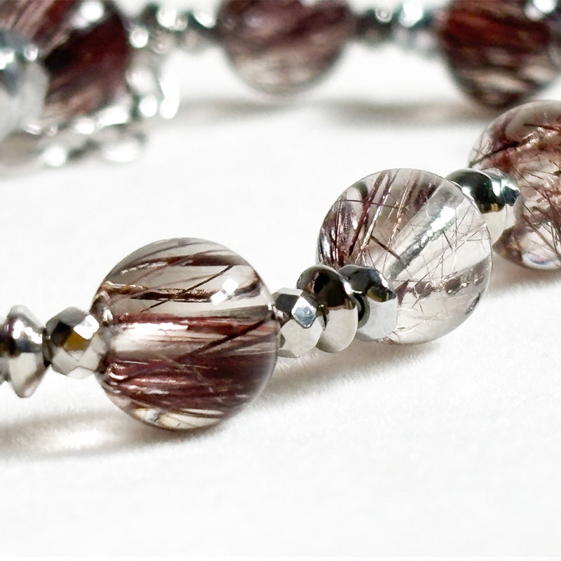 Red Copper Rutilated Quartz Charm w/ Red Copper Rutilated Quartz Bracelet
