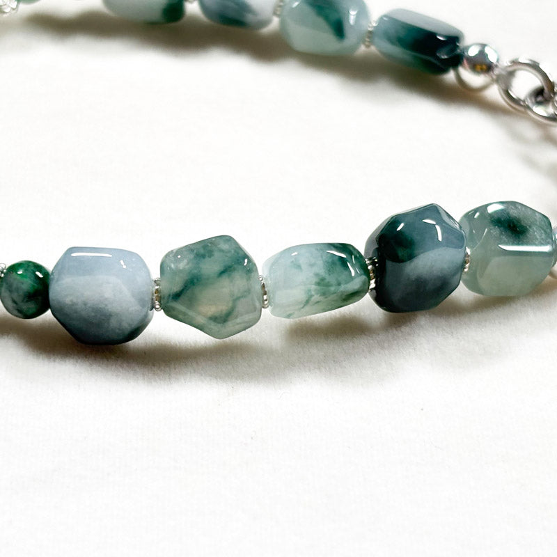 Flower Green Jadeite Jade Bracelet