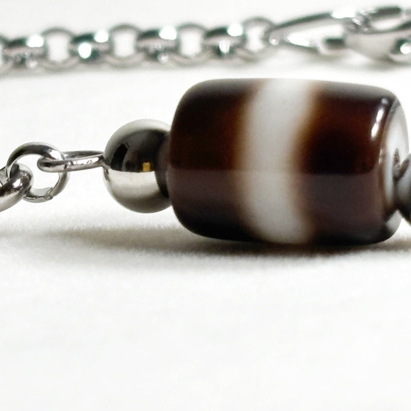 Black & White Dzi Bead Bracelet