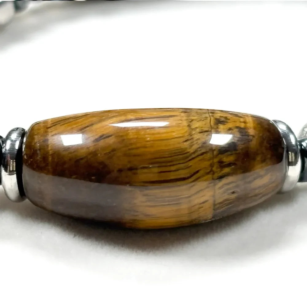 Double Tiger Eye Charm w/ Black Rutilated Quartz Bracelet