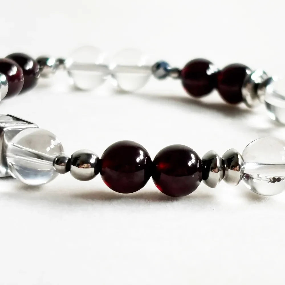 Letter V | Clear Quartz & Garnet Bracelet