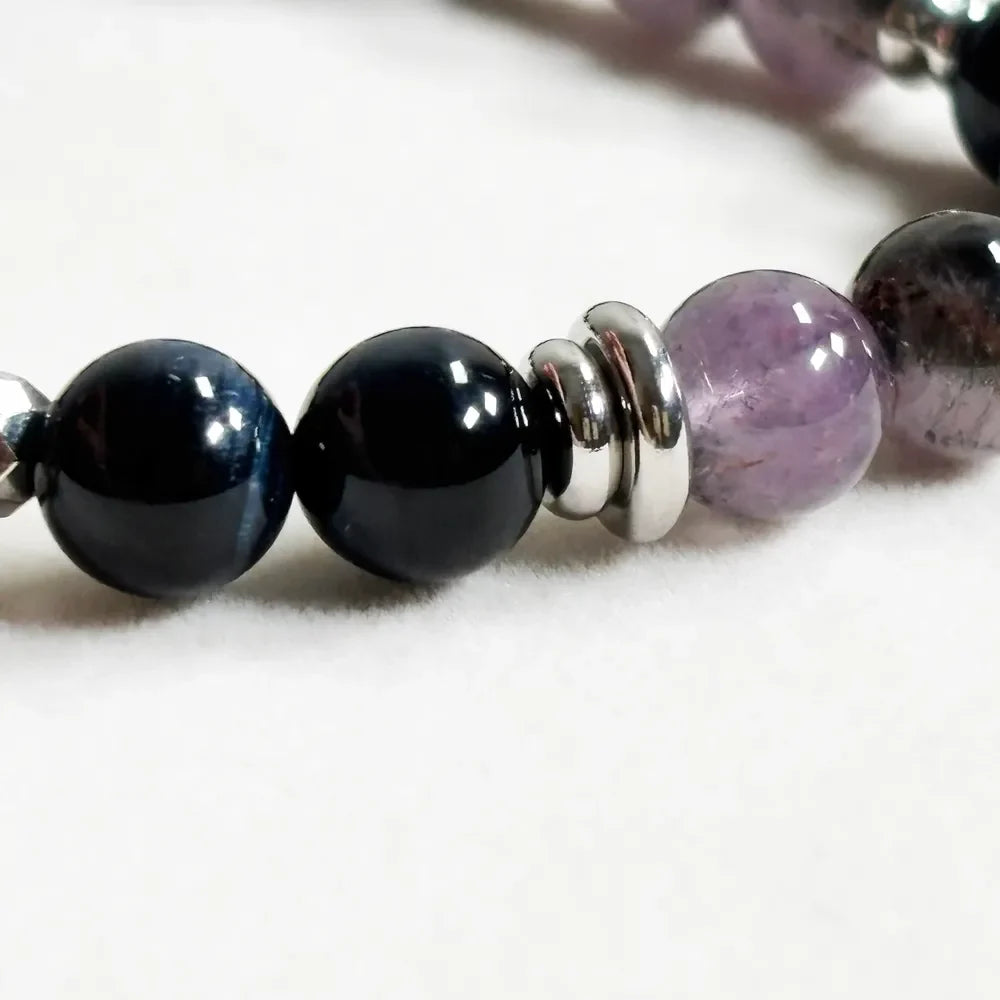 Letter I | Eye Auralite & Blue Tiger Eye Bracelet