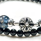 Silver Chrome Heart Charm + Pietersite w/ Hypersthene Bracelet