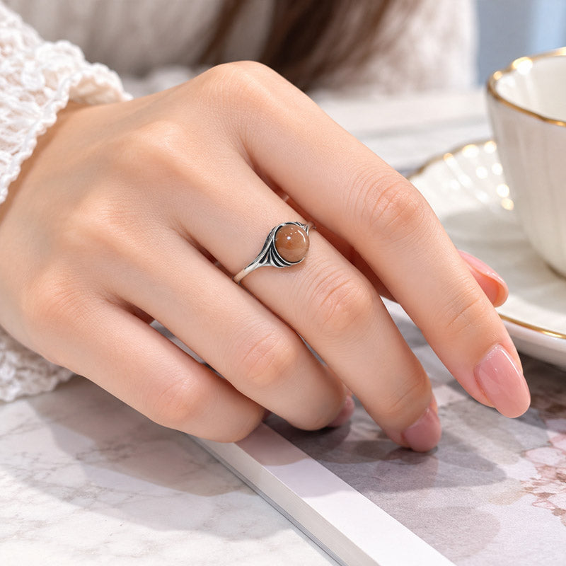 Pink Rabbit Fur Quartz Ring