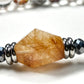 Golden Rutilated Quartz Charm + Hematoid Quartz w/ Sweden Meteorite Bracelet