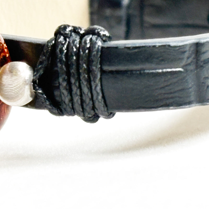 Golden Amber Leather Bracelet