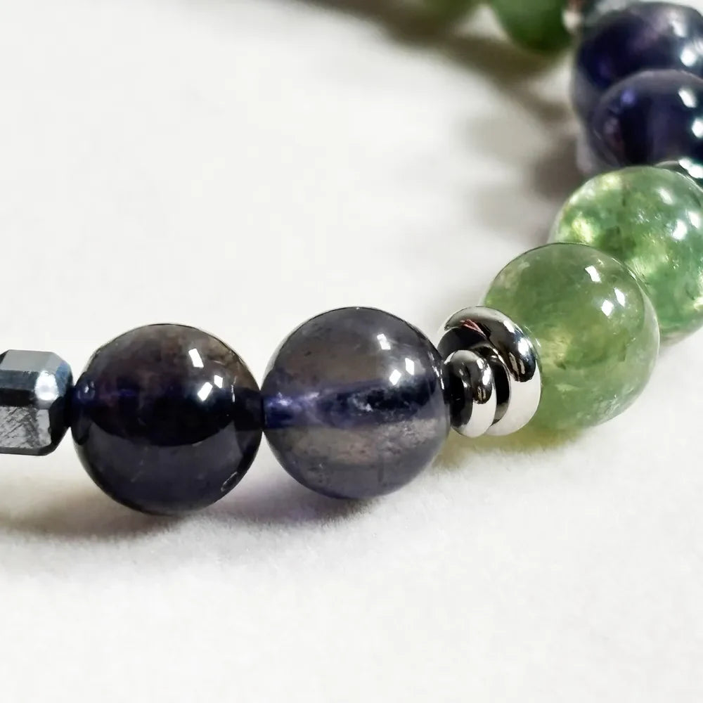 Letter N | Iolite & Green Lithium Mica Bracelet