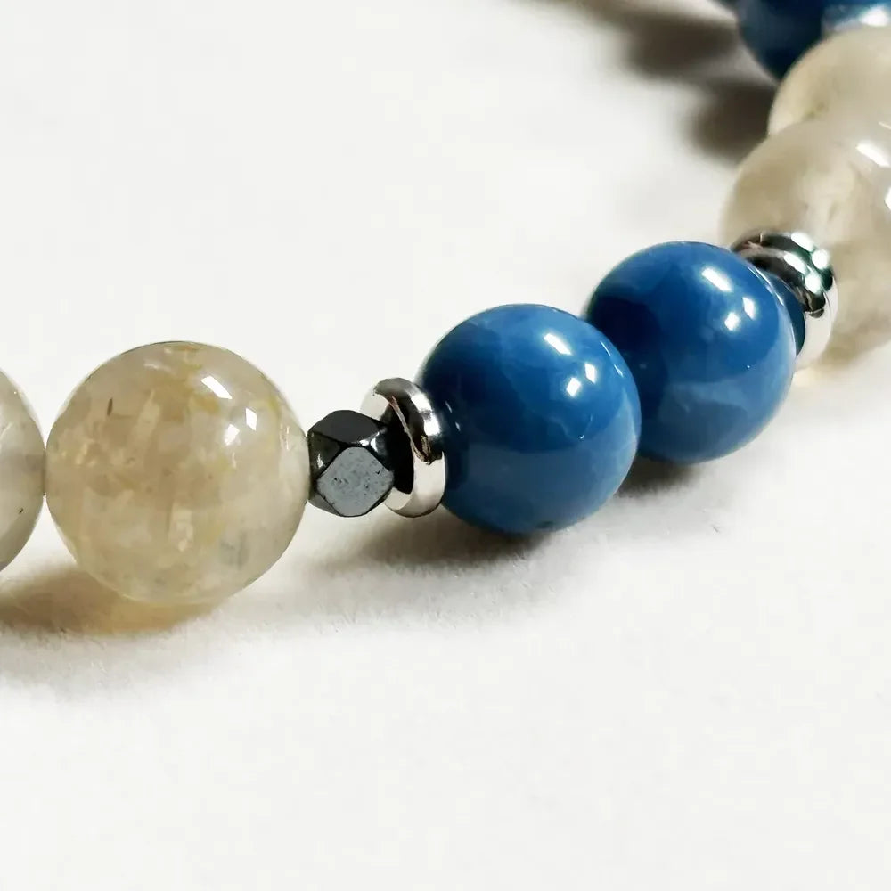 Letter E | Moonstone Mica & Blue Opal Bracelet