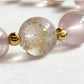 White Rabbit Fur Quartz Charm + Golden Super Seven Quartz w/ Mozambique Rose Quartz Bracelet