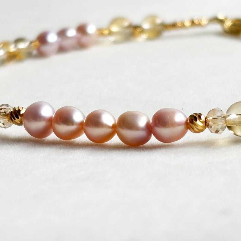 Citrine w/ Freshwater Pearl Anklet
