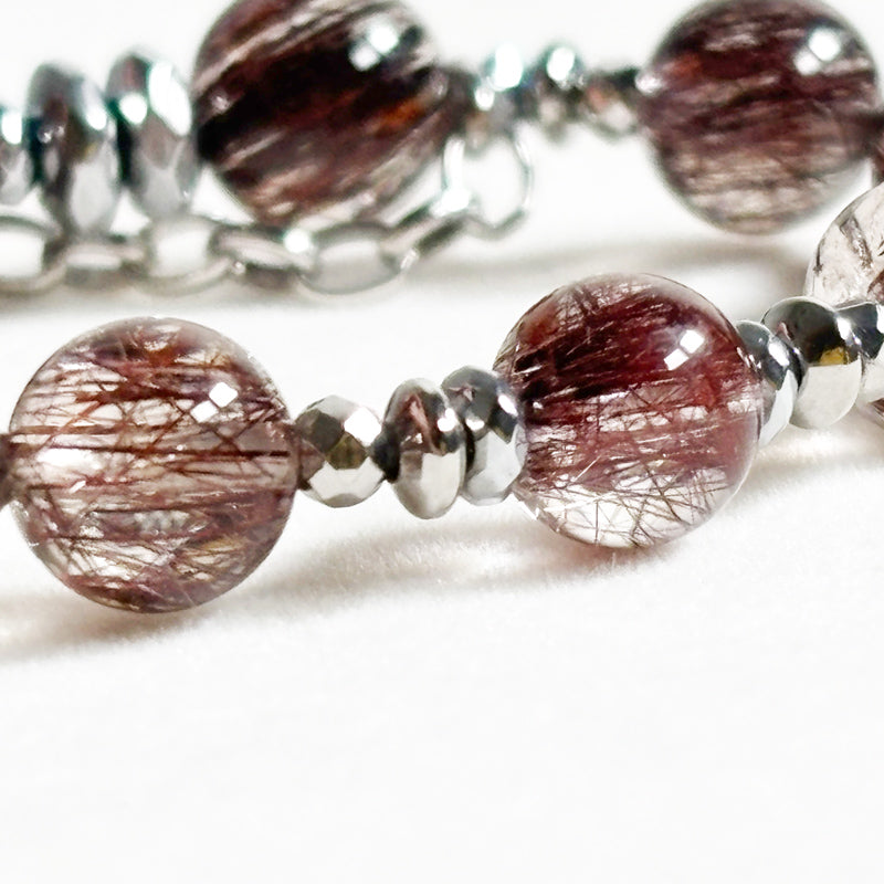Red Copper Rutilated Quartz Charm w/ Red Copper Rutilated Quartz Bracelet