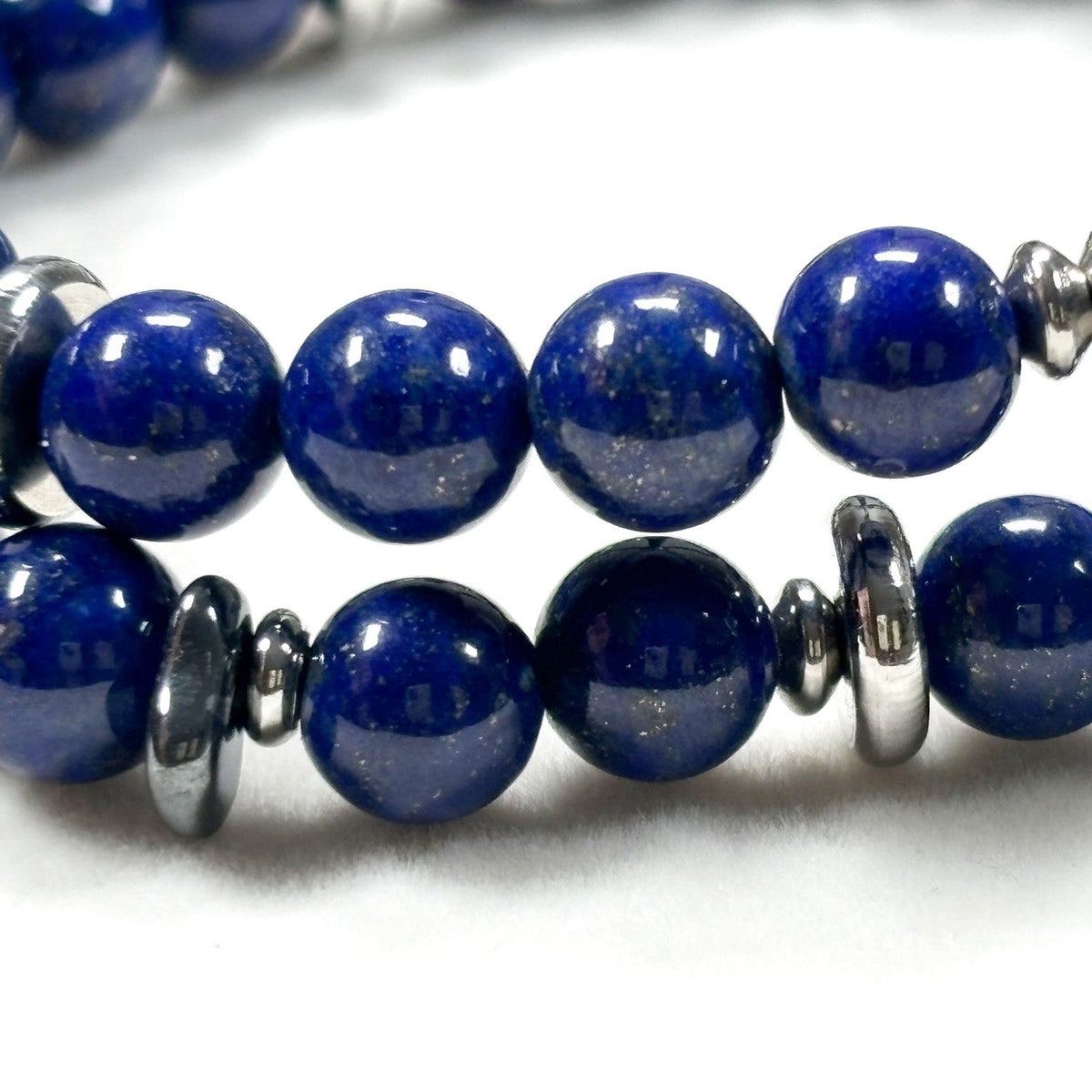 Green Phantom Quartz Charm w/ Lapis Lazuli Dual -Loop Bracelet