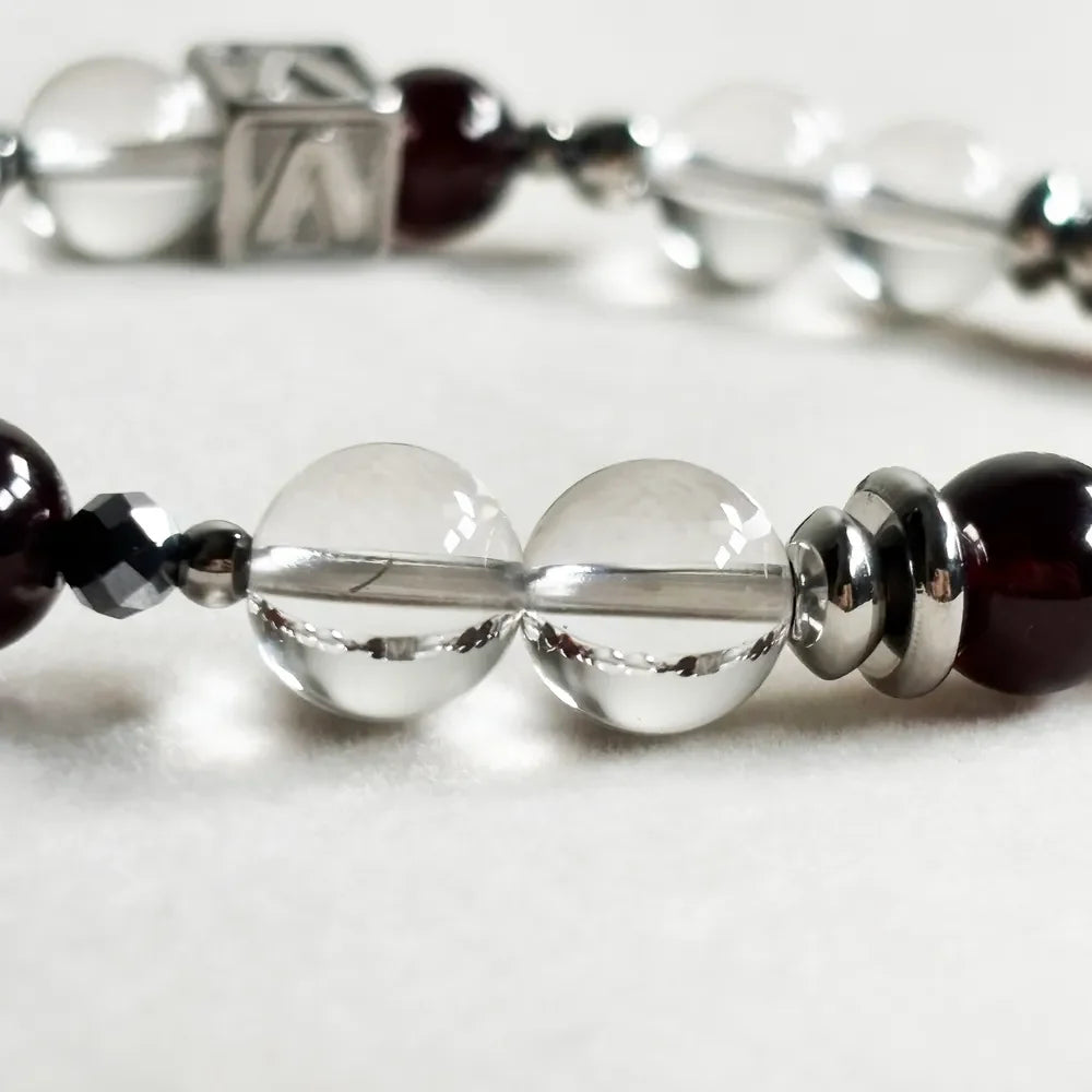 Letter V | Clear Quartz & Garnet Bracelet