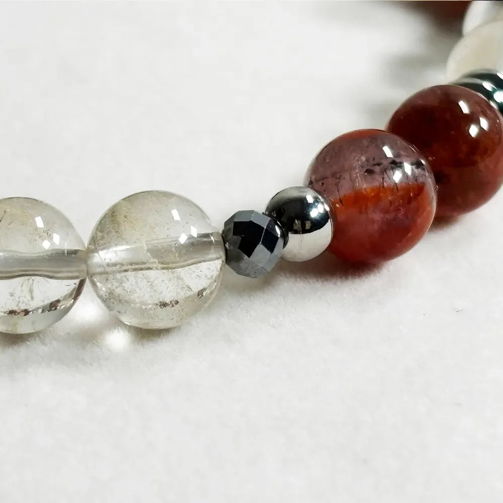 Letter L | Red Auralite  & Yellow Phantom Pyramid Bracelet