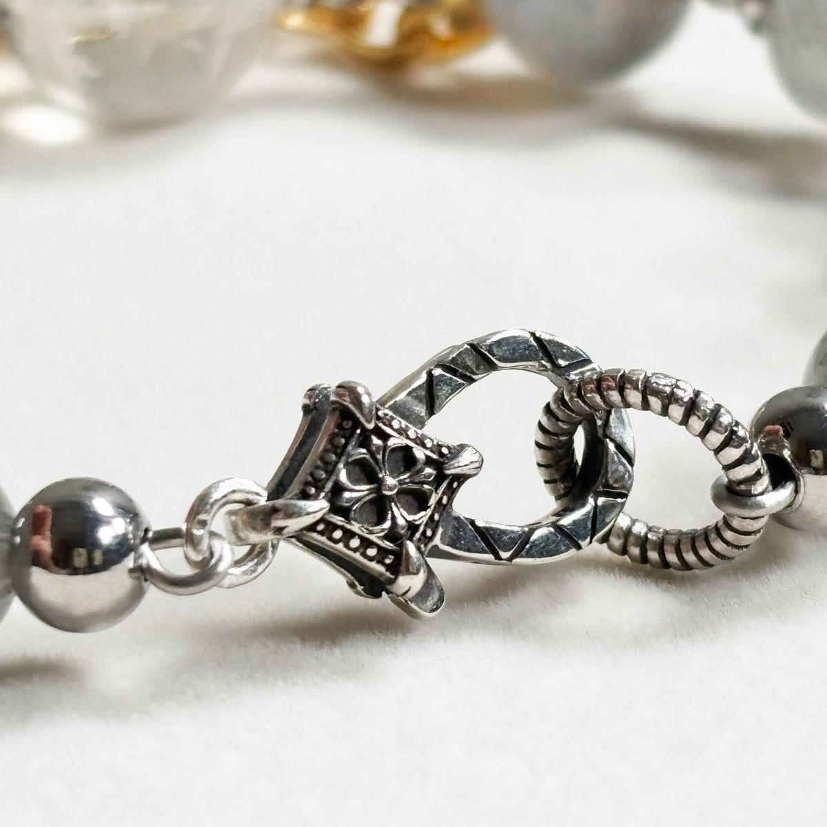 Snowflake Phantom Charm + Grey Rutilated Quartz w/ Grey Moonstone Bangle