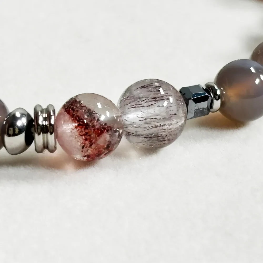 Letter X | Smoky Lavender Hetian Jade & Super Seven Quartz Bracelet