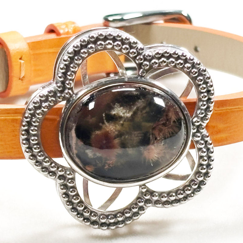 Rabbit Fur Quartz w/ Phantom Quartz Leather Bracelet