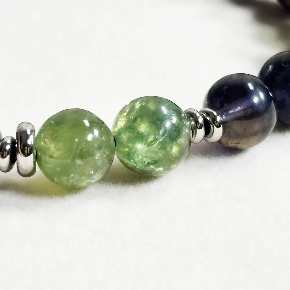 Letter N | Iolite & Green Lithium Mica Bracelet