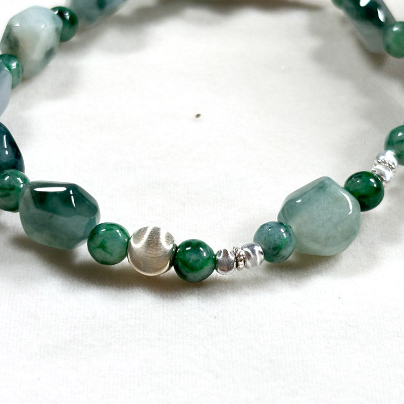 Flower Green Jadeite Jade Bracelet