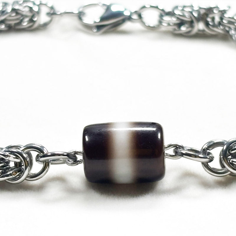 Black & White Dzi Bead Bracelet