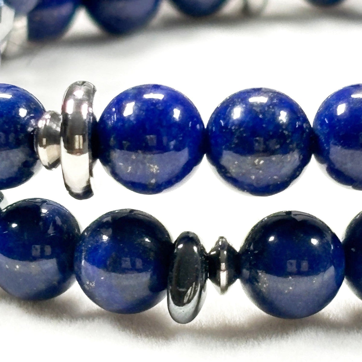 Rainbow Clear Quartz Charm w/ Lapis Lazuli Dual -Loop Bracelet