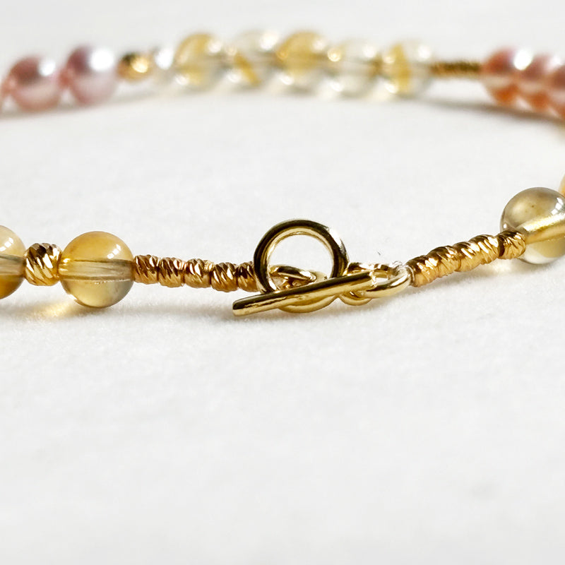Citrine w/ Freshwater Pearl Anklet