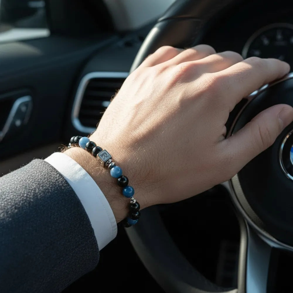 Letter R  | Green Phantom Quartz & Blue Opal Bracelet
