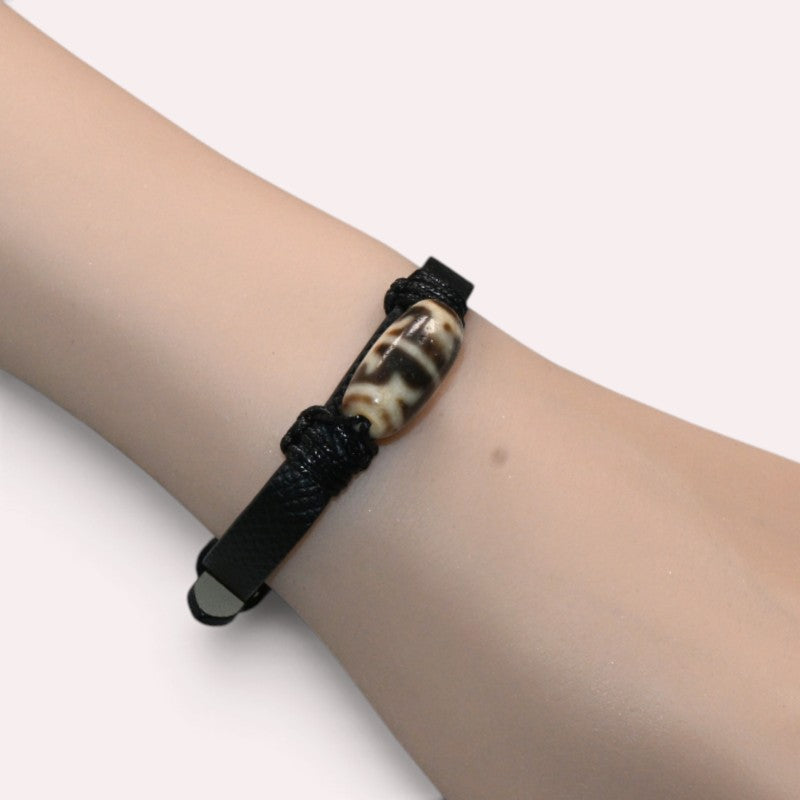 Wujie Boundless Dzi Bead Leather Bracelet