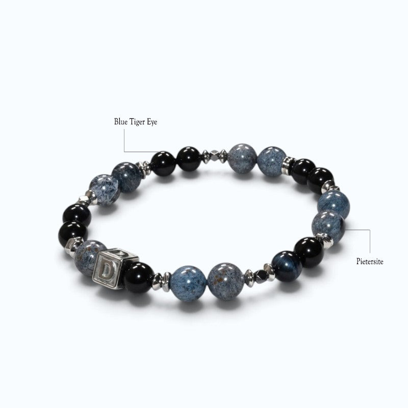 Letter D | Pietersite & Blue Tiger Eye Bracelet