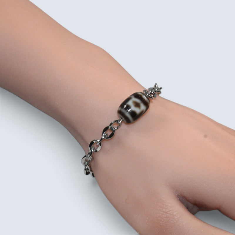 Lotus Dzi Bead Bracelet