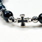 Silver Obsidian Charm w/ Blue Tiger Eye Bracelet