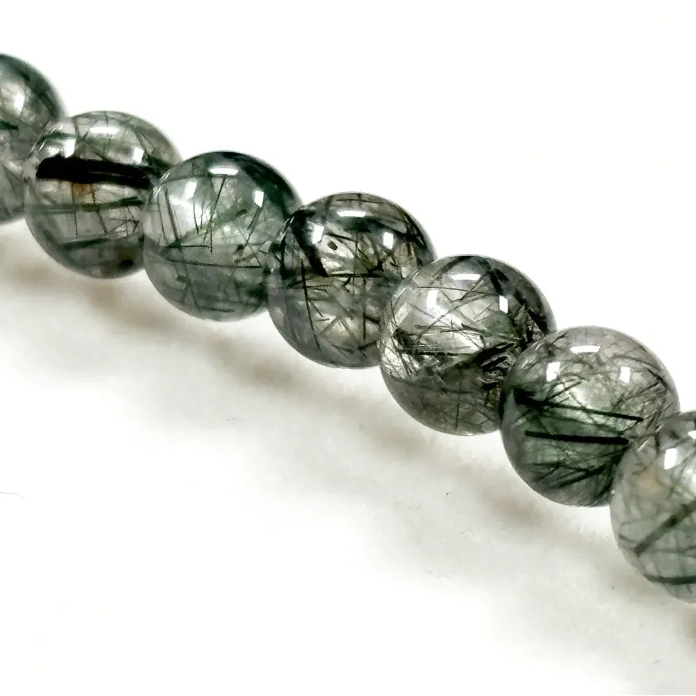 Silver Chrome Heart Cross Charm + Green Lepidolite Quartz w/ Green Rutilated Quartz Bracelet