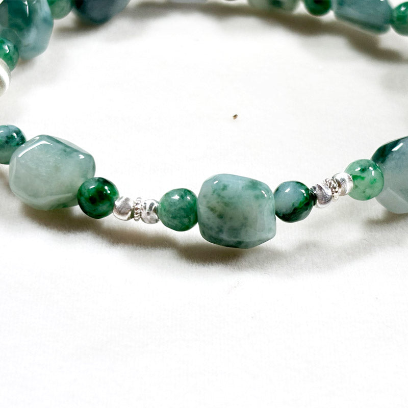 Flower Green Jadeite Jade Bracelet