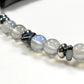 Double Silver Obsidian Charm w/  Grey Moonstone Bracelet