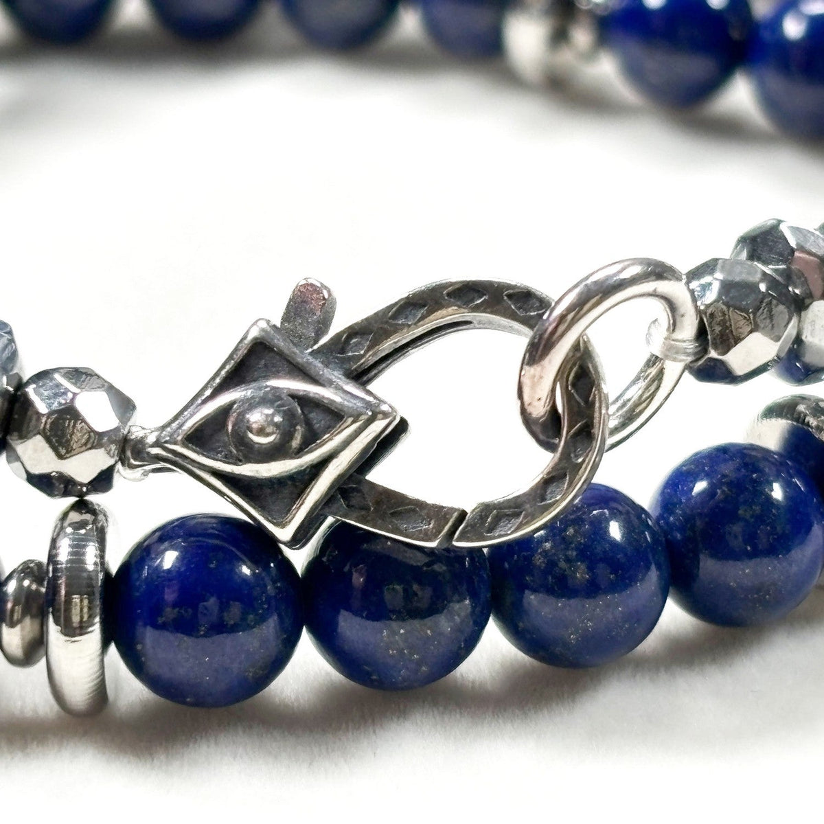 Green Phantom Quartz Charm w/ Lapis Lazuli Dual -Loop Bracelet