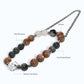 Rainbow Clear Quartz Charm + Peach Moonstone w/ Grey Rutilated Quartz Bracelet
